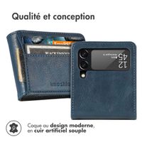 imoshion Étui de téléphone portefeuille Luxe Samsung Galaxy Z Flip 4 - Bleu foncé