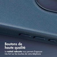 Accezz Coque arrière en cuir avec MagSafe iPhone 16 Pro Max - Nightfall Blue