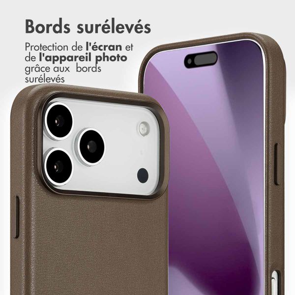 Accezz Étui de télephone portefeuille en cuir 2-en-1 avec MagSafe Apple iPhone 17 Pro Max - Marron café