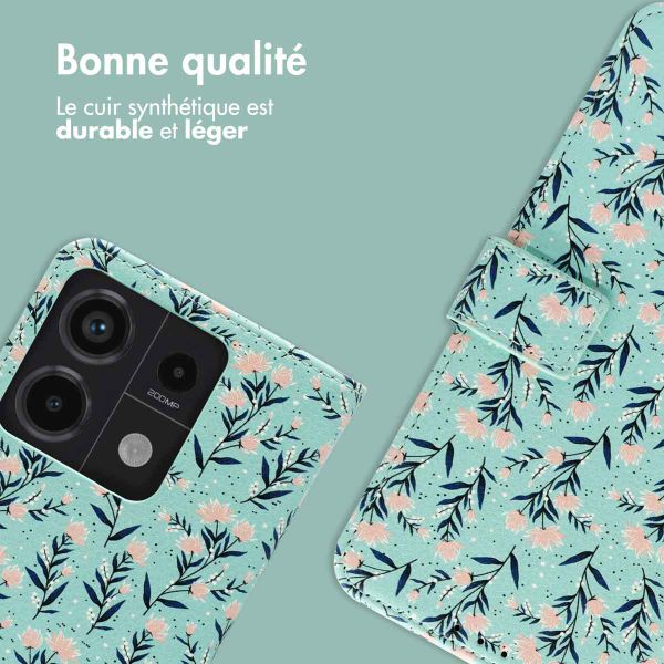 imoshion Étui de télephone portefeuille Design Xiaomi Redmi Note 13 Pro (5G) / Poco X6 - Blue Flowers