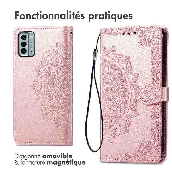 imoshion Etui de téléphone portefeuille Mandala Nokia G22 - Rose Dorée