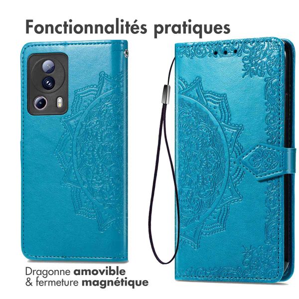 imoshion Etui de téléphone portefeuille Mandala Xiaomi 13 Lite - Turquoise