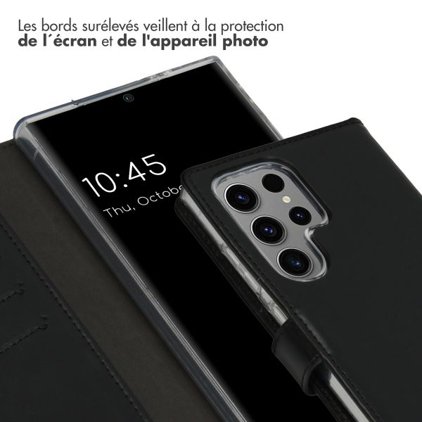 Selencia Étui portefeuille en cuir véritable Samsung Galaxy S24 Ultra - Noir