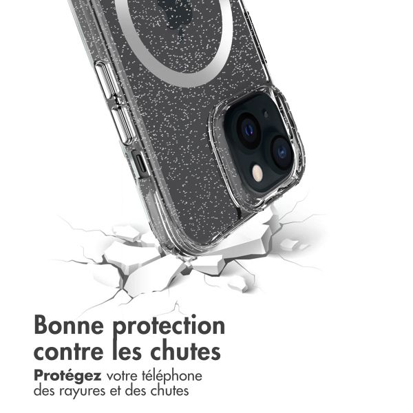 imoshion Coque arrière transparente Pailletée avec MagSafe Apple iPhone 15 - Argent