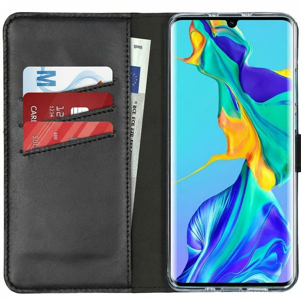 Selencia Étui portefeuille en cuir véritable Huawei P30 Pro - Noir