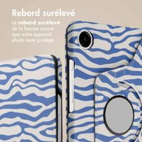 imoshion Coque tablette Design rotatif à 360° Samsung Galaxy Tab A9 Plus - White Blue Stripes