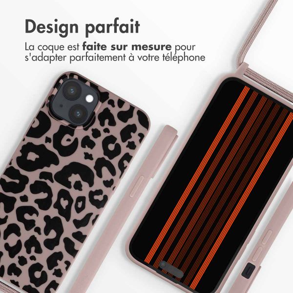 imoshion Coque design en silicone avec cordon iPhone 15 Plus - Animal Pink