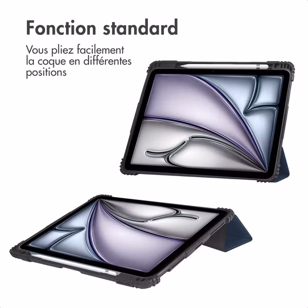 Accezz Coque tablette Rugged Trifold Apple iPad Air 11 pouces (2025) M3 / (2024) M2 / Air 5 (2022) / Air 4 (2020) - Bleu foncé
