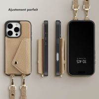 Selencia Coque à cordon avec porte-cartes enveloppe Sera iPhone 16 Pro - Beige