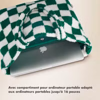 Selencia Sac Fourre-tout Zaya - Teddy Sac Ordinateur 16 pouces - Vert à carreaux