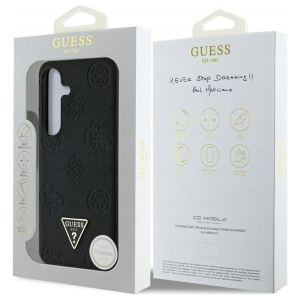 Guess Coque 4G Logo Triangle Strass Samsung Galaxy S25 - Noir