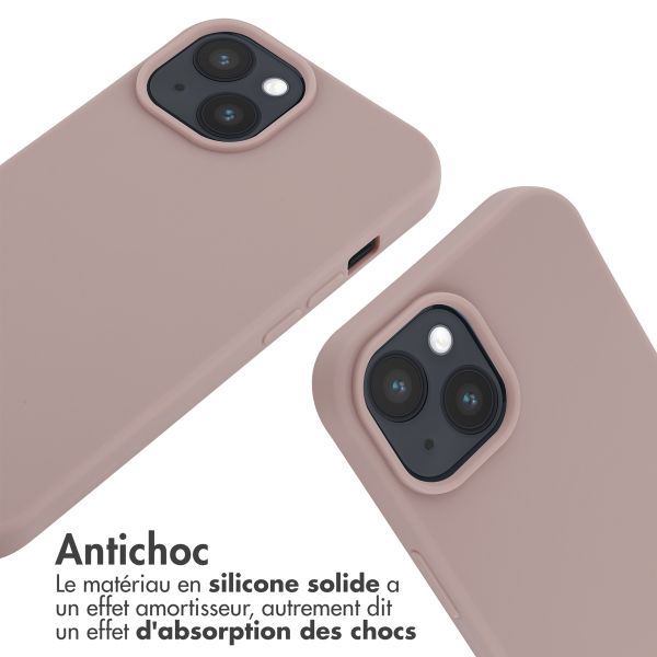 imoshion Coque en silicone avec cordon Apple iPhone 15 - Sand Pink