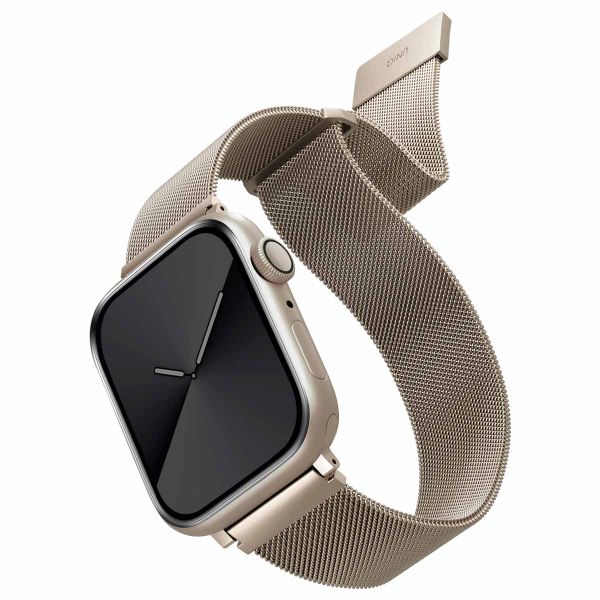 Uniq Bracelet Dante Mesh Milanese en acier Apple Watch Series 1 t/m 9 / SE (38/40/41 mm) | Series 10 / 11 (42 mm) - Starlight