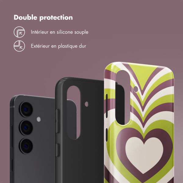 Selencia Coque arrière Vivid Samsung Galaxy S24 - Double Hearts Plum Fern