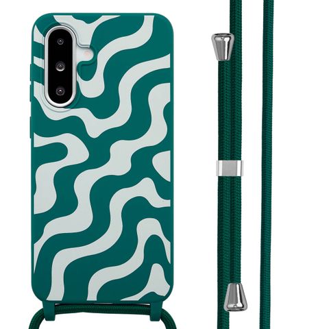 imoshion Coque design en silicone avec cordon Samsung Galaxy A36 / A56 - Petrol Green Groovy