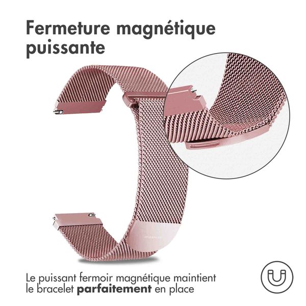 imoshion Bracelet magnétique milanais - Connexion universelle de 20 mm - Taille M - Rose