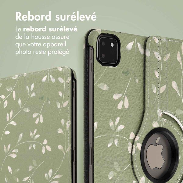 imoshion Coque tablette Design rotatif à 360° Apple iPad Pro 11 (2022 / 2021 / 2020 / 2018) - Green Flowers