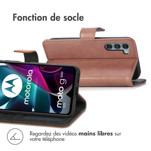 imoshion Étui de téléphone portefeuille Luxe Motorola Moto G200 - Brun