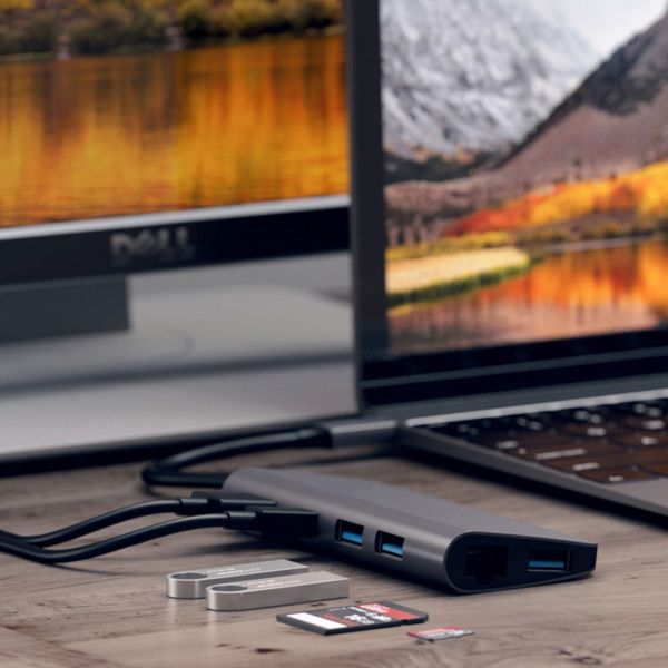 Satechi Adaptateur multimédia USB-C | Adaptateur multiport pour ordinateur portable - Gris sidéral