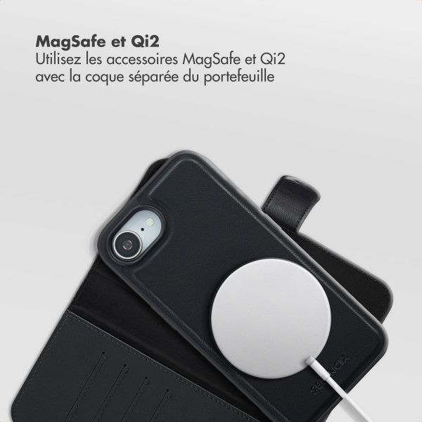 Selencia Étui portefeuille amovible Olyn avec MagSafe Apple iPhone 16e - Noir