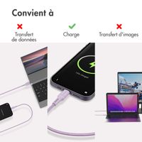 imoshion ﻿Câble Lightning vers USB - Non MFi - Textile tressé - 2 mètre - Lilas