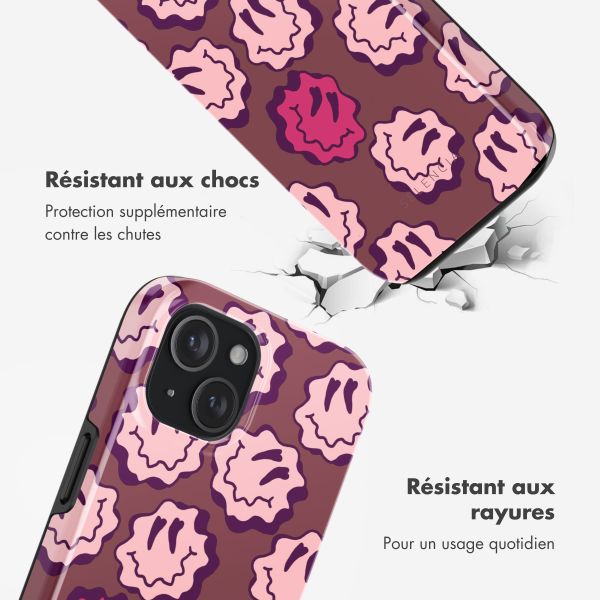 Selencia Coque arrière Vivid avec MagSafe Apple iPhone 15 - Wavy Smiley Pink