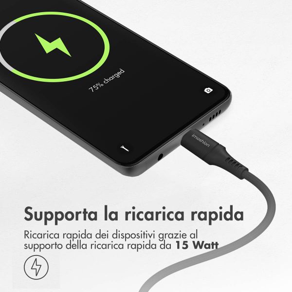 imoshion Braided USB-C vers câble USB-C - 2 mètre  - Noir