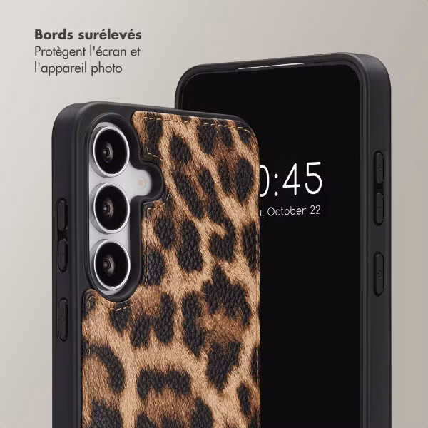 Selencia Coque de télephone Nova avec cordon et porte-cartes Samsung Galaxy S25 FE - Leopard