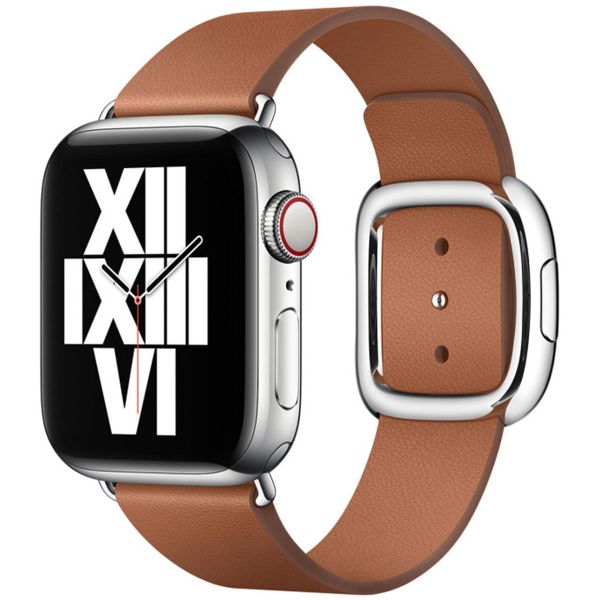 Apple Leather Band Modern Buckle Apple Watch Series 1 á 9 / SE (38/40/41 mm) | Series 10 (42 mm) - Taille L - Saddle Brown