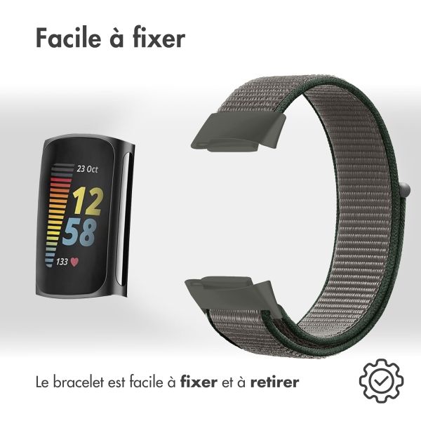 imoshion Bracelet en nylon Fitbit Charge 5 - Taille S - Gris foncé