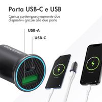 imoshion ﻿Mini chargeur de voiture - 2 ports - USB-A Quick Charge - USB-C Power Delivery - 60 Watts - Noir