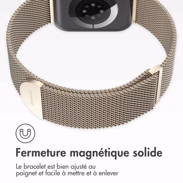 imoshion Bracelet magnétique milanais Apple Watch Series 1 - 9 / SE (38/40/41 mm) | Series 10 / 11 (42 mm) - Taille S - Starlight
