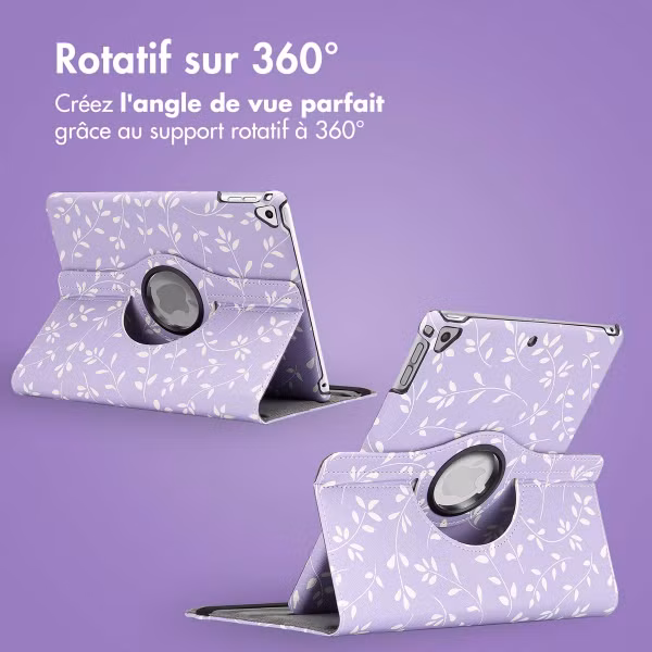 imoshion Coque tablette Design rotatif à 360° Apple iPad 6 (2018) 9.7 pouces / iPad 5 (2017) 9.7 pouces / Air 2 (2014)/Air 1 (2013) - Lavender Flowers