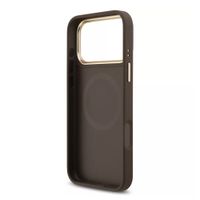 Guess Coque arrière en cuir avec logo Strass classique et MagSafe Apple iPhone 17 Pro Max - Marron