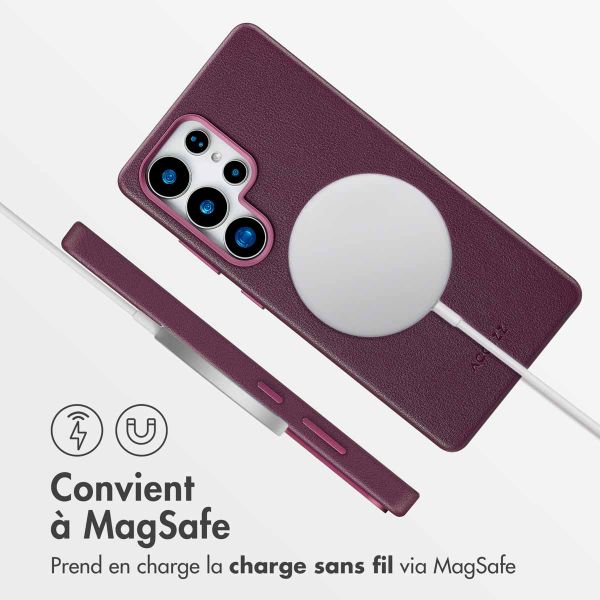 Accezz Coque arrière en cuir avec Magsafe Samsung Galaxy S25 Ultra - Heath Purple