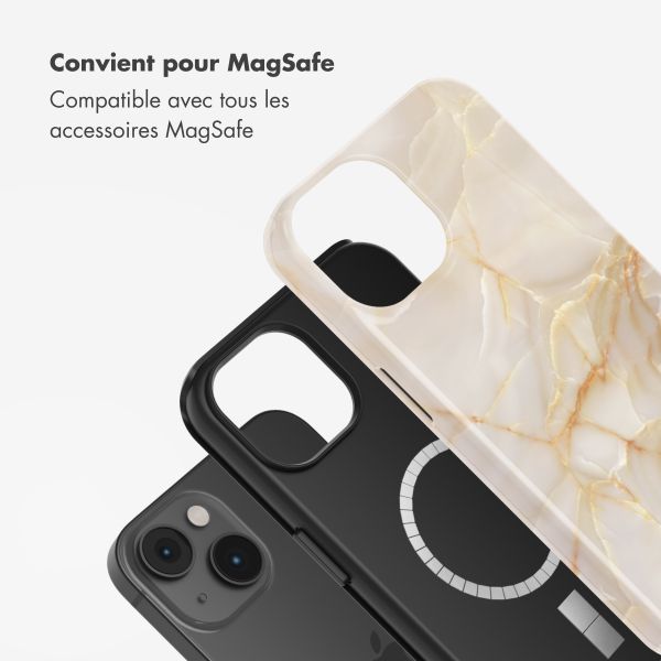 Selencia Coque arrière Vivid Tough avec MagSafe iPhone 14 - Golden Beige Marble