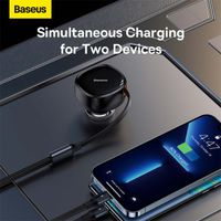 Baseus Enjoyment 2-en-1 | Chargeur voiture rapide avec câble rétractable USB-C et Lightning