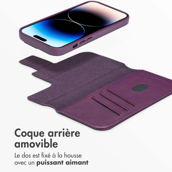 Accezz Étui de téléphone portefeuille en cuir 2-en-1 avec MagSafe Apple iPhone 14 Pro - Heath Purple