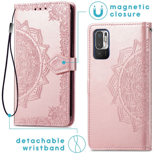 imoshion Etui de télephone Mandala Xiaomi Redmi Note 10 (5G) - Rose Doré