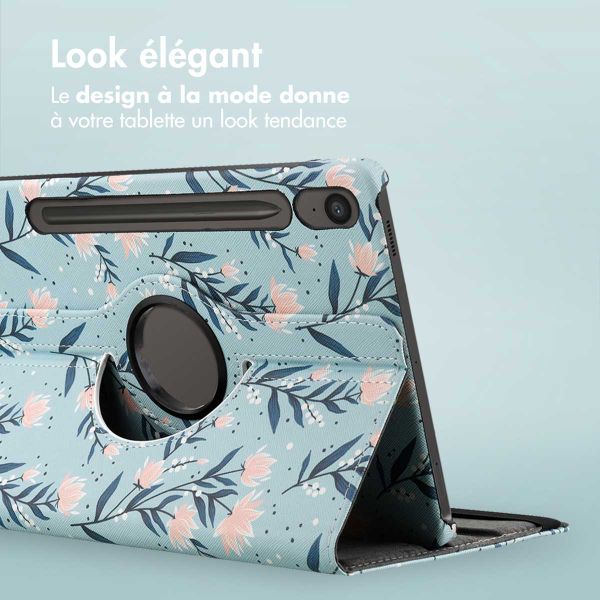 imoshion Coque tablette Design rotatif à 360° Samsung Galaxy Tab S9 FE - Flowers