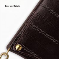 Selencia Nova coque arrière en cuir véritable avec porte-cartes Apple iPhone 17 Pro - Dark Chocolate