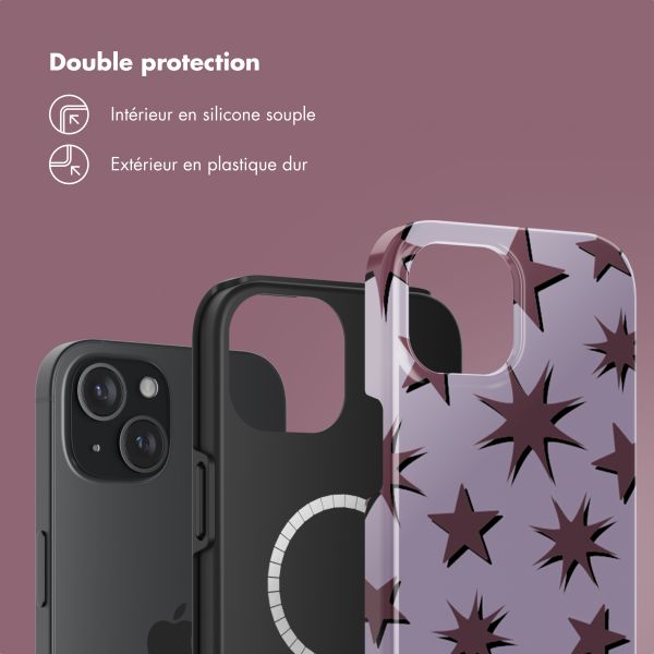 Selencia Coque arrière Vivid Tough avec MagSafe iPhone 15 - Stars Plum Lilac