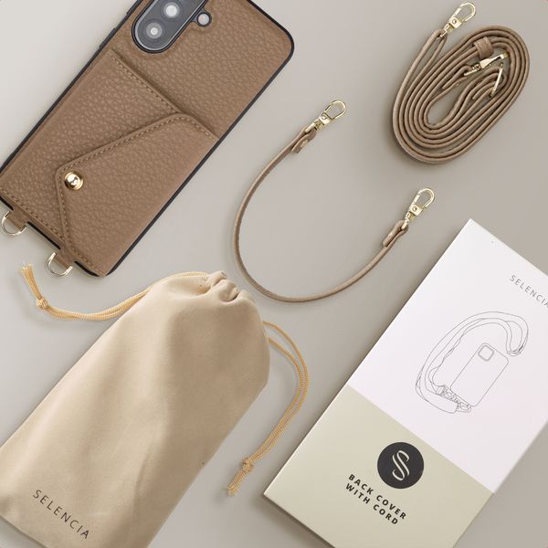 Selencia Coque de télephone Sera avec cordon et porte-cartes enveloppe Samsung Galaxy A37 (5G) - Taupe