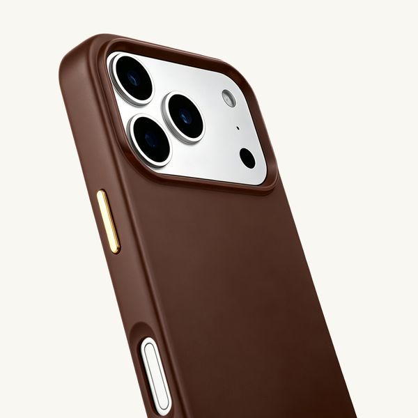 Selencia Coque arrière Rivièra avec MagSafe avec crochets amovibles Apple iPhone 17 Pro - Choco Brown