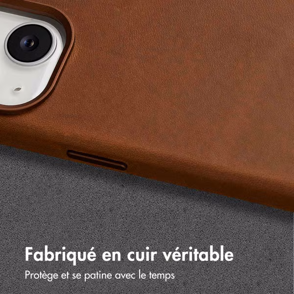 Accezz Coque MagSafe en cuir vintage Apple iPhone 14 - Tabacco Cognac