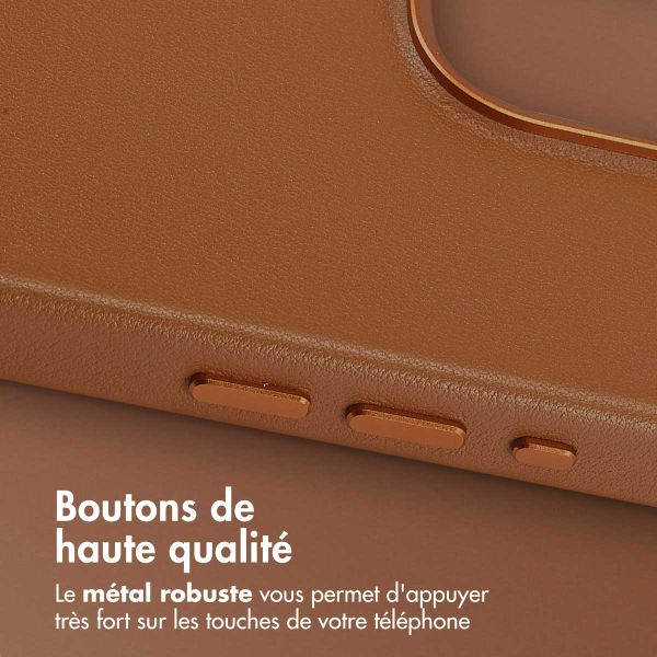 Accezz Coque arrière en cuir avec MagSafe Apple iPhone 15 Pro Max - Sienna Brown