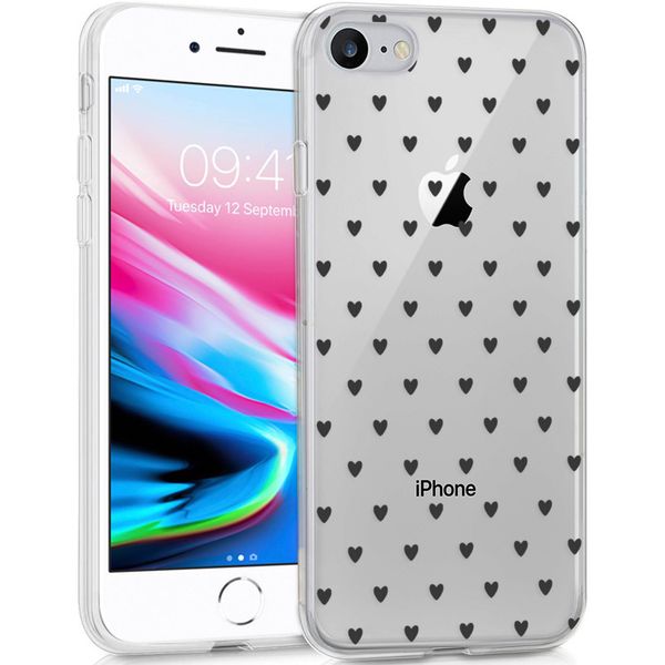 imoshion Coque Design iPhone SE (2022 / 2020) / 8 / 7 / 6s - Cœurs - Noir