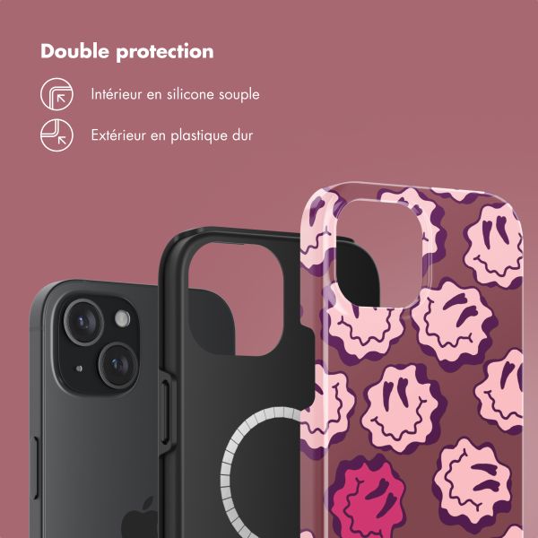 Selencia Coque arrière Vivid avec MagSafe Apple iPhone 15 - Wavy Smiley Pink