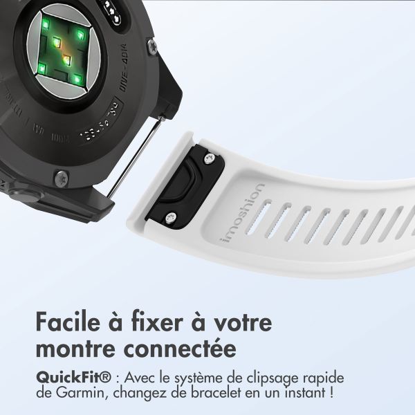 imoshion QuickFit® Bracelet en silicone Stripe Garmin Watch | Fixation 22 mm - Blanc