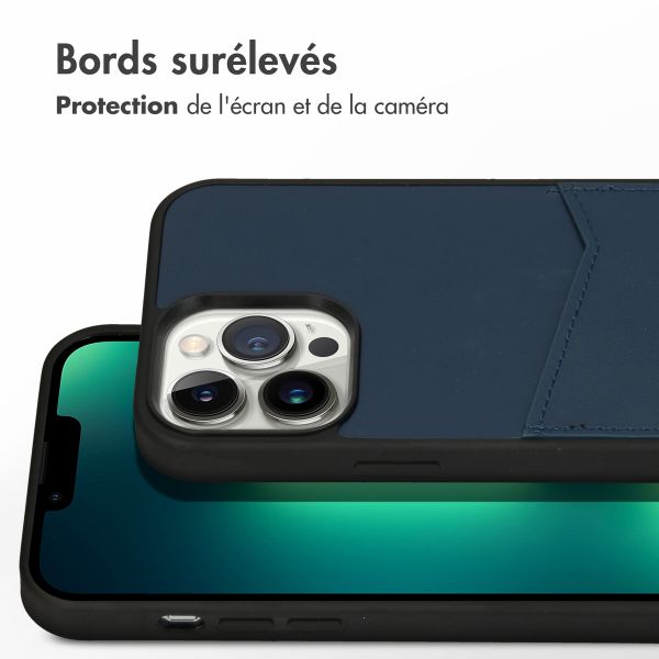 Accezz ﻿Coque en cuir de qualité supérieure avec fentes pour cartes iPhone 13 Pro Max - Bleu foncé